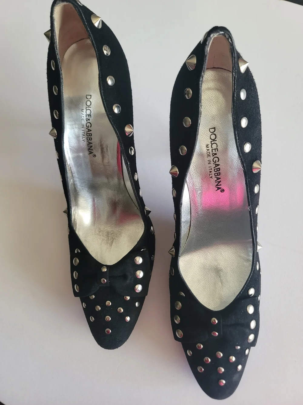 Dolce & Gabbana Black Studded Almond Toe Pumps, EUR 39.5